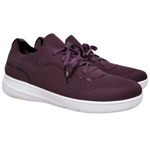 FitFlop Women Super-Q Crystal-Trim Knit Laced Up Sneakers Size US 9 Plumberry